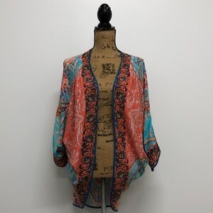 Tolani Boho Bohemian Colorful Print Open Short Kimono